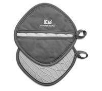 Kitchen Mama 2PCS Silicone Pot Holders - Heat-Resistant, Dual-Pocket Design with Soft Cotton Lining, Practical for Everyday Use Hot Oven, Bowl, Trivets for Hot Pans, Oven Gloves (Metal Grey)