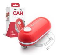 Kitchen Mama Mini Plus Rechargeable Electric Can Opener: Compact, Type-C Charging, Hands-Free, Auto Shut-Off, Smooth Edge, Food-Safe - Ideal for Home, Travel, and Seniors with Arthritis (Red)