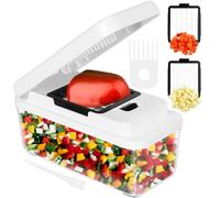 Kitchen Mandoline Food Chopper - Vegetable Cutter - Food Onion Salad Veg Chopper with Container - French Fry Potato Chipper - Food Chopper for Cutting Vegetables and Fruit (4 in 1 Compact)