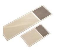 Kitchen Mat，2-Piece Long Rectangular Kitchen Counter Runner Rug Set, Milk Beige Dual Block Concentric Square Line Textured Design, Non-Slip Rubber Back Water Oil Repellent Floor Mats for Laundry &
