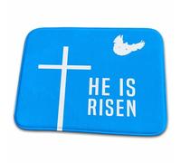 Kitchen Mat Easter Cross Dove, Blue Sky He Is Risen Religious Design Low Profile Floor Rug Absorbent Porch Rug For Bathroom Entrance Indoor