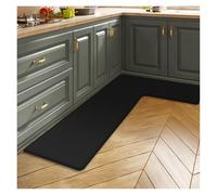 Kitchen mat Solid Color Kitchen L-shaped Soft Floor Mat Restaurant Corner Absorbent Bathroom Non-slip Door Mats(Black,120x80x45cm)