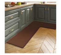 Kitchen mat Solid Color Kitchen L-shaped Soft Floor Mat Restaurant Corner Absorbent Bathroom Non-slip Door Mats(Brown,120x80x45cm)
