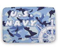 Kitchen Mat Washable America Navy White Anchor Home Mat Vintage Rugs Hallway Runner Rug Coral Velvet for Entryway Indoor Non Shedding Kitchen Sink Home Decor for Bathroom_16 x 24 Inches