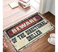 Kitchen Mat Washable Bedroom | Beware Of The Directional Driller - Checkered/Garage Accessories For Man Cave - Bathmat Rug Washable Non Slip, Bar Floor & Abstract Area(40X60CM)