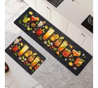Kitchen Mats and rugs Non Slip Washable Kitchen Rug Set 2 Piece Blackboard carpet Runners for hallways Laundry Room bedroom Entryway 60x90cm+60x180cm Water Absorbent Door Floor Mats home Decor 6-567
