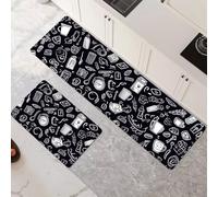 Kitchen Mats and rugs Non Slip Washable Kitchen Rug Set 2 Piece, Cup Art carpet Runners for hallways, Laundry Room, bedroom, Entryway 90x140cm+90x270cm Water Absorbent Door Floor Mats home Decor 6-519