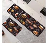 Kitchen Mats and rugs Non Slip Washable Kitchen Rug Set 2 Piece Doodles Art carpet Runners for hallways Laundry Room bedroom Entryway 60x90cm+60x180cm Water Absorbent Door Floor Mats home Decor 6-1107