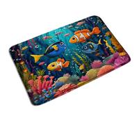 Kitchen Mats Cartoon Fish Tropical Ocean Beach Seaweed Coral Coastal Colorful, Heavy Duty Welcome Mat Soft Rug Mats 40X60Cm For Indoor Hallway Home