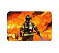 Kitchen Mats Firefighter Fireman Flame, Decorative Welcome Mat Dirt Trapper Carpet 40X60Cm For Office Entryway Garden