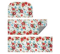 Kitchen Mats for Floor 3 Piece Set, Non Slip Washable Kitchen Rugs and Mats,Absorbent Soft Runner Rugs with TPR Backing,Pioneer Woman Farmhouse Style Floral Decor (20"x32"+20"x47"+20"x59") (Flower2)
