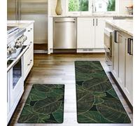 Kitchen Mats for Floor Cushioned Anti Fatigue Mats for Kitchen Floor Green Kitchen Floor Mat Memory Foam Boho Kitchen Rugs Luxury Kitchen Runner Kitchen Rugs Sets of 2, 17.3x28+17.3x59, 0.4 inches