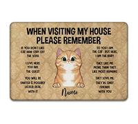 Kitchen Mats Funny Floor Mat Utility Indoor Outdoor Mat Bathroom Mats For Courtyard Doorstep Shower 40X60cm Personalized Cat Doormat When Visiting My House Cat, Gifts For Cats Lovers