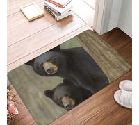 Kitchen Mats Multipurpose Floor Mat Black Bear Mother And Cub Decorative Entrance Rug For Entryway Indoor Hallway 40X60Cm
