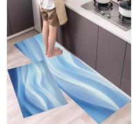 Kitchen Mats Sets, 2 Piece Abstract Waves Non-slip Kitchen Floor Mat Anti-Fatigue Stain-Resistant Minimalism Runner Rug Washable Standing Mats for Dining Room, Entryway and Office, 50x80cm+50x150cm