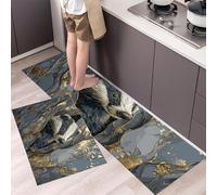 Kitchen Mats Sets, 2 Piece Cartoon Badger Non-slip Kitchen Floor Mat Anti-Fatigue Stain-Resistant Cracked Wall Runner Rug Washable Standing Mats for Dining Room, Entryway, Office, 50x80cm+50x150cm