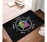 Kitchen Mats Wicca Five Elements Earth Wicca Wiccan Door Mat Soft Bath Mat Absorbent Bathroom Mats For Entry Courtyard Front Back Door 40X60Cm