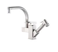 Kitchen Matte Black Pull-Out Bidet Spray Hot and Cold Mixing Faucet 360 Degree Swivel Sink Crane(Brushed Nickel LED)
