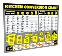 Kitchen Measurement Conversion Chart Magnet - Extra Large Easy to Read Magnetic Kitchen Decor - Weight, Liquid, Temperature Recipe Measuring Tool - Cooking, Cookbook & Baking Accessories Fridge Magnet