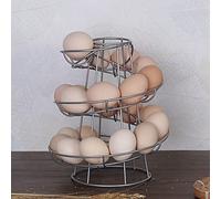 Kitchen Metal Egg Skelter, Spiral Dispenser Rack for Raw/Soft & Hard Boiled Eggs