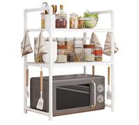 Kitchen Microwave Stand, Double Layer Oven Shelf, Widened Seasoning Rack with Durable Feature, Multi Purpose Countertop Holder, Bread Machine and Kitchen Organizer with Practical Design for Home Use
