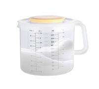 Kitchen Mix Measuring Pouche - Large Scale Bowl, 2400ml Handle Cup | Durable Portion Transparent Pouring Container, Wide Mouth Lid with Blooming Design for C