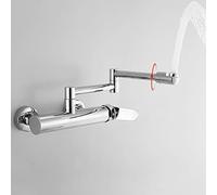 Kitchen Mixer Faucet Wall Mounted Black Retractable Folding Swivel Hot and Cold Water Brass Faucets-Black(Cromo)