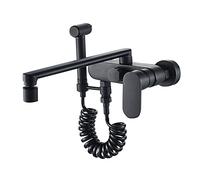 Kitchen Mixer Faucet Wall Mounted Black Sink Faucet Brass Hot and Cold Water Swivel Kitchen Faucets-30cm (Color : 20cm)