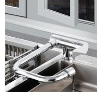 Kitchen Mixer Faucets Folding Inside Window Brass 360° Rotation Hot and Cold Water Single Handle Kitchen Sink Mixer Faucet Folding-Chrome Plated