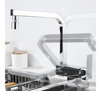 Kitchen Mixer Faucets Folding Inside Window Rotating Single Handle Hot and Cold Water Brass Kitchen Sink Mixer Faucet Folding-Chrome Plated