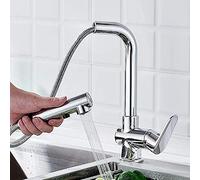 Kitchen Mixer tap Pull Out Spray,All Copper Chrome,for Kitchen Sink hot and Cold Single Lever Teles Universal Swivel,2,Faucet-Chrome A (1)