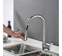 Kitchen Mixer tap Pull Out Spray Faucet,hot and Cold Single Lever Telescopic Pull-Out,All Copper for Kitchen Sink 2,Faucet-Chrome B