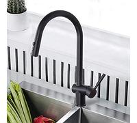 Kitchen Mixer tap Pull Out Spray,for Kitchen Sink,All Copper,Stretch Retractable Rotary hot and Cold Single Lever All Copper 2,Faucet-Black D(2)