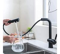 Kitchen Mixer tap Pull Out Spray,for Kitchen Sink,All Copper,Stretch Retractable Rotary hot and Cold Single Lever All Copper 2,Faucet-Black D(3)