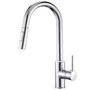 Kitchen Mixer tap with Pull-Out Spray, Pull Down Kitchen Sink Mixer Taps Faucet High Arc 360° swivelling Two Modes Chrome