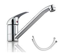 Kitchen Mixer Taps Faucet Single Lever Hot and Cold Water Mixer Sink Swivel Chrome Brass Chrome Modern Kitchen Sink Mono Basin Swivel Spout