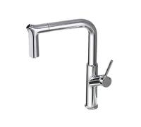 Kitchen Mixer Taps Hot and Cold All-Copper Pull-Out Universal Button Faucet Rotating Vegetable Basin Household Sink Silver