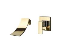 Kitchen Mixer taps Waterfall Bathroom Faucet Concealed Wall Mounted Sink Mixer Tap Single Lever Wash Basin Faucets Gold/Black(Gold A)
