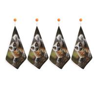 Kitchen Monkey Lemur Cute Hand Towels with Hanging Loops, Highly Absorbent & Quick Drying Towels for Kitchen Bathroom, Microfiber Cleaning Cloth, Dish Towel, Tea Towel Decorative, Dish Rag(12x12)