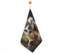 Kitchen Monkey Lemur Cute Hand Towels with Hanging Loops, Highly Absorbent & Quick Drying Towels for Kitchen Bathroom, Microfiber Cleaning Cloth, Dish Towel, Tea Towel Decorative, Dish Rag(12x12)