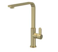 Balterley Kitchen Tap with Single Lever Handle, Mono Kitchen Mixer Tap, Brushed Brass Mono Mixer Taps for Sink, Round Base with Curved Flat Swivel Spout Taps - 90 x 246 x 320mm (Brushed Brass)