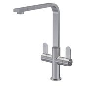 Kitchen Mono Mixer Tap with 2 Lever Handles, 302mm - Brushed Nickel