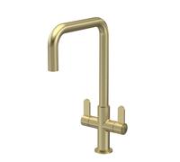 Kitchen Mono Mixer Tap with 2 Lever Handles, 361mm - Brushed Brass