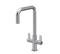 Kitchen Mono Mixer Tap with 2 Lever Handles, 361mm - Brushed Nickel