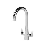 Balterley Tatenhill Kitchen Mono Mixer Tap With Dual Lever Handles, Curved Swivel Spout - Polished Chrome Finish