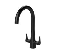 Kitchen Mono Mixer Tap with 2 Lever Handles, 398mm - Matt Black