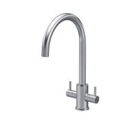 Kitchen Mono Mixer Tap with 2 Lever Handles Brushed Nickel 436mm Balterley Metallics One Size