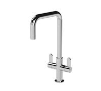 Kitchen Mono Mixer Tap with 2 Lever Handles Chrome 361mm Balterley Silver One Size