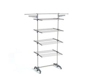 KITCHEN MOVE 30 m Extra Clothes Dryer with 20 Stainless Steel Pegs and 10 Hangers, Plastic, Steel and Grey, L168xl68xH160 cm