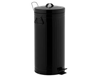 KITCHEN MOVE 927250E BLACK AS Rétro Style Industriel Poubelle à Pédale Métal/ABS/Plastique Noir 30 x 30 x 68,5 cm